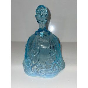 Vintage Fenton Blue Opalescent Art Glass Bell ~Lily Of The Valley~ Floral